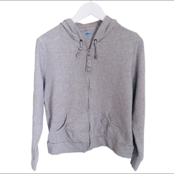 GAP Body Hooded Zip Jacket With Pockets & Ribbon Trim Detailing Grey Size Large - Picture 1 of 7